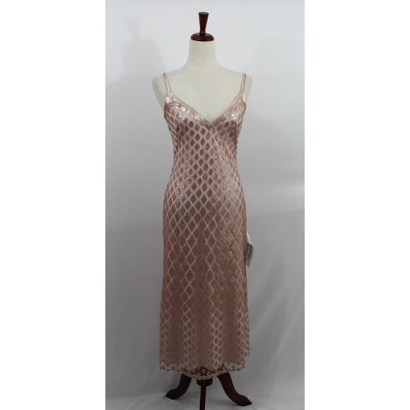 SHO Tadashi Shoji Sz 4 Diamond Sequins Midi Slip Dress Blush Pink Annabelle NWT - Picture 9 of 11